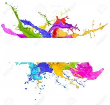 Colored Splashes In Abstract Shape Isolated On White