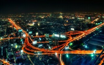 City Life At Night Wallpaper Stock Photos