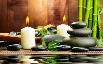 Spa Wallpaper Purple Flowers Stones Flower Droplets