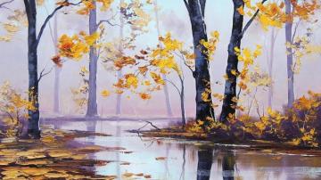 Autumn Scenery Oil Painting Desktop Pc And