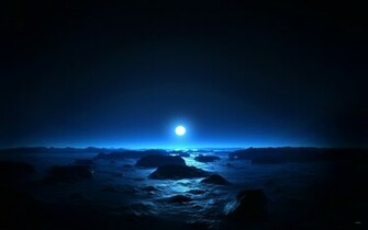 Sea Moon At Mid Night Wallpaper HD