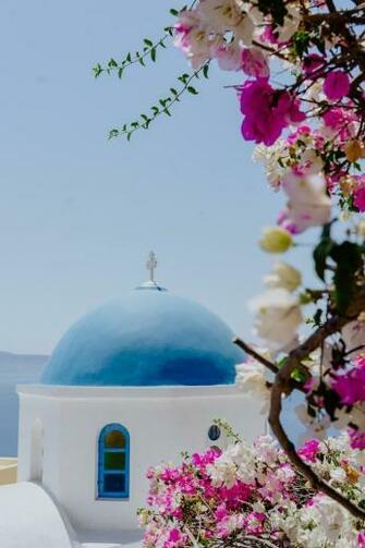 Santorini Dome Chapel Greece Island In