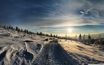 Snowmobile Traces Wallpaper And Image Pictures Photos