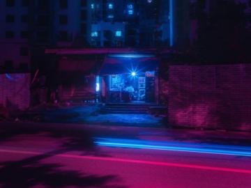 Street Night Neon Light City Buildings Background Toppng
