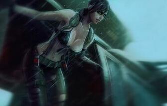 Wallpaper Chest Girl Rain Art Helicopter Sniper Metal Gear