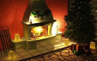 Christmas Fireplace Fire Holiday Festive Decorations Rw Wallpaper