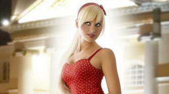 Cute Blonde Wearing Red Polka Dot Dress Desktop Pc And Mac Wallpaper