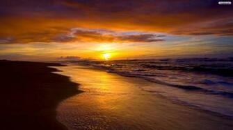 Purple Sunset Beach HD Photo Image Wallpaper