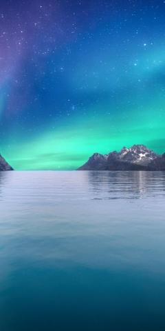 Sea Sky Aurora Borealis Art Wallpaper Winter