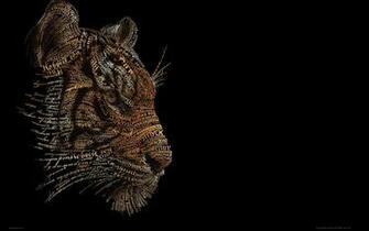 Wallpaper Tiger Black Background Style