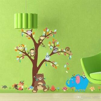 Kindergarten Background Wall Stickers Monkey Tree Kids Room