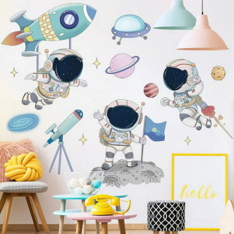 Zhaomeidaxi Astronaut Wall Stickers Planet Space Walk Spaceship