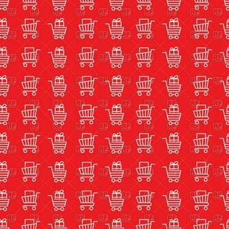 White Shopping Trolley On Red Background Vector Image Of
