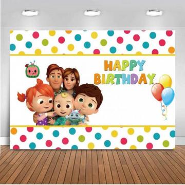 Cartoon Theme Cocomelon Photography Background Balloons Kids