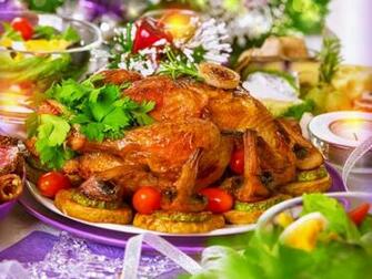 Fried Chicken Mushrooms Garnish Holiday Wallpaper