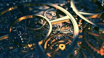 Steampunk Mechanical Gears Reflection Wallpaper Background