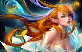 Wallpaper Girl Fish Art Decoration Elf Halo Necklace