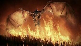Dragon Fire Wings Flight Forest Wallpaper Background