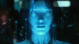 Cortana From Halo 3d Art Black Blue Brunette Girl
