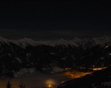Wallpaper Mountains Night Village Light