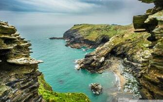 Beach Tintagel Castle Cornwall English United Kingdom 4k HD