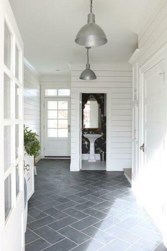 Slate Herringbone Floors And Shiplap Walls Studio Mcgee