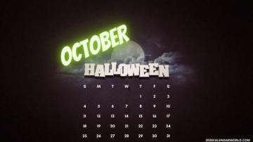 Halloween October Month Calendar Desktop Wallpaper In