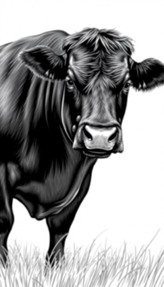 Black Angus Cow Drawing Wallpaper