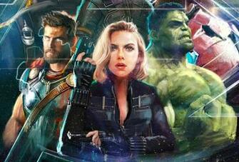 Thor Black Widow Hulk In Avengers Infinity War Artwork