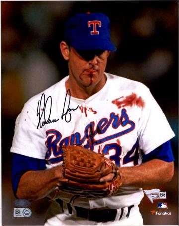 Nolan Ryan Texas Rangers Autographed X Bloody Lip Black Ink