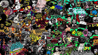 A Vibrant Cartoon Collage Wallpaper
