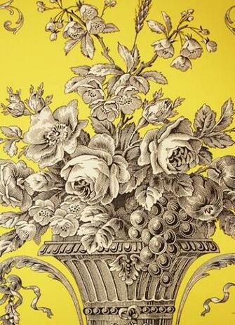 Biltmore Wallpaper An Elegant Toile In Black On Yellow