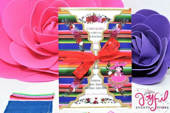 Colorful Mexican Zarape With Charrita Printed Wrap Quinceanera