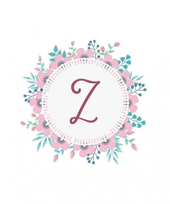Monogram Z Pretty Pastel Pink Flowers By Floralmonogram