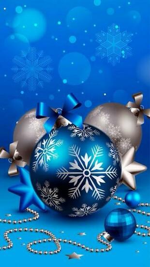 Blue Christmas Balls Wallpaper