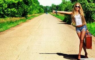 Long Leg Girl Short Shorts Hitchhiking Asking For A Lift