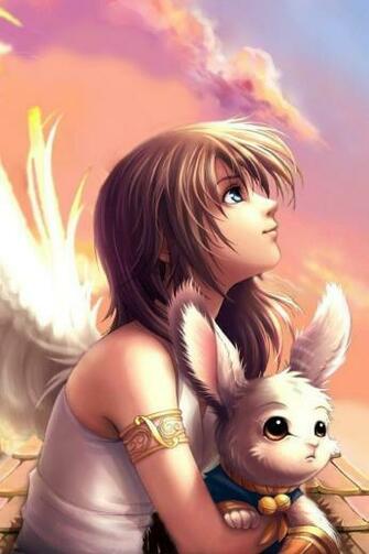 Anime Girl With Wings iPhone HD Wallpaper