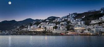 Wallpaper Greece Mykonos Mediterranean Sky Moon Coast
