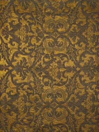 Fabric With Lilac Floral Pattern Against A Yellow Background