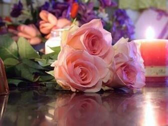 Red Roses Candle Flowers Wallpaper