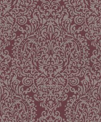 Non Woven Wallpaper Ornaments Bordeaux Gloss