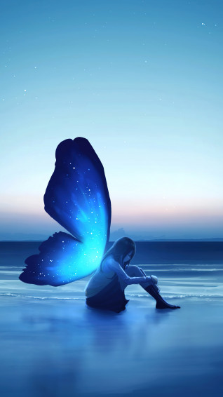 Anime Girl Butterfly Wings 4k Wallpaper iPhone HD Phone 60h