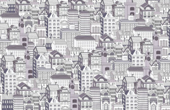 Line Drawing House Wallpaper Mural City Building Uk