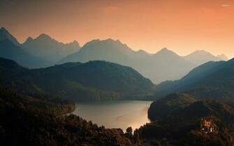 Mountain Sunset Over The Lake Wallpaper Nature