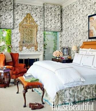 Bedskirt That Matches The Wallpaper And Window Treatments
