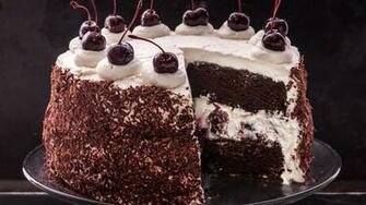 Wallpaper Black Forest Cake Chocolate Cherries HD