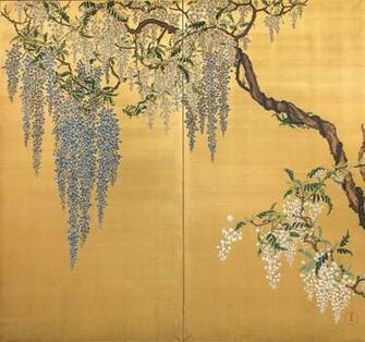 Beifongkendo Wisteria On Byobu Windwall Screen Colour Paint