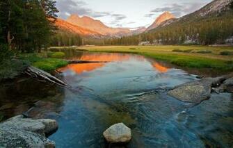 Wallpaper Trees Mountains Reflection River Stones The Slopes