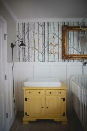Nursery Love The Beadboard W Half Wall Of Wallpaper