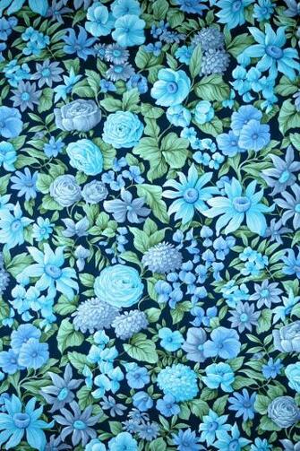 Turquoise Floral Vinyl Wallpaper
